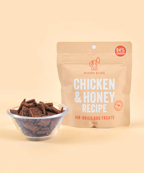 Chicken & Manuka Honey Air Dried Treats – 100g, Chicken (87%) – front view