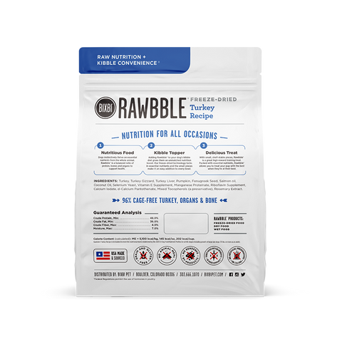 RAWBBLE® Freeze Dried Dog Food – Turkey Recipe