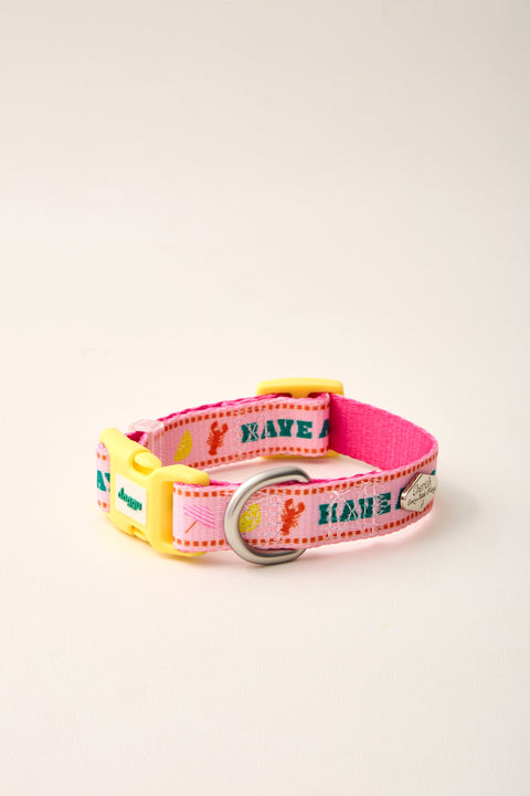 Doggu Bonjour Bébé Pink collar product shot, top-down ring view