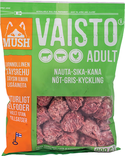 MUSH Vaisto Green 急凍生骨肉狗糧（牛肉、雞肉、火雞）