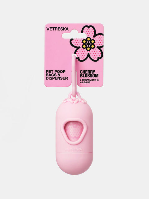 Cherry Blossom Pet Poop Bags With Dispenser (1 Dispenser + 1 Roll) 01