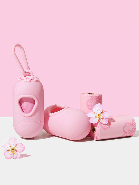 Cherry Blossom Pet Poop Bags With Dispenser (1 Dispenser + 1 Roll) 04